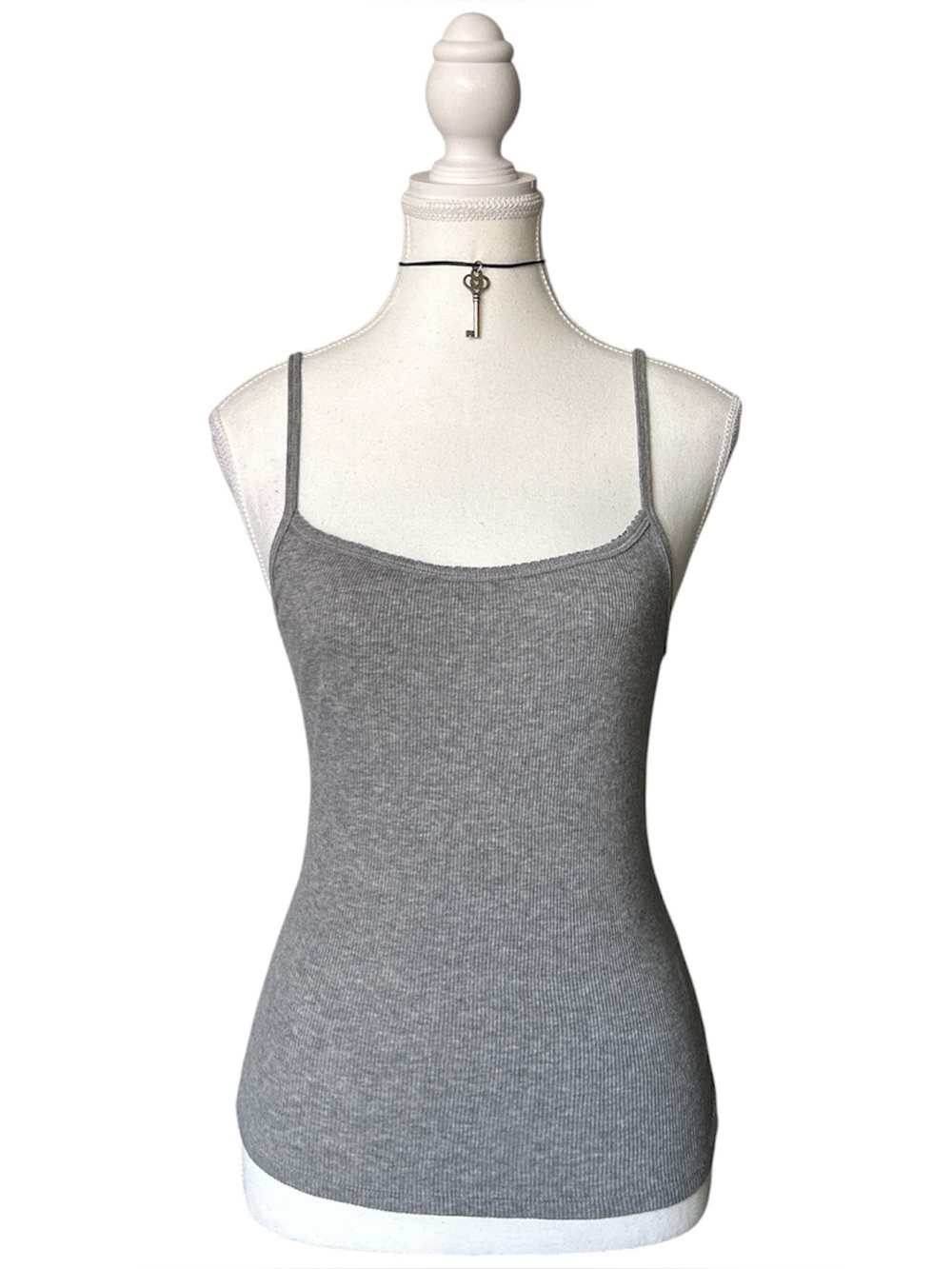 Y2K Coquette “Brandy Melville” Basic Gray Ribbed Tank Top